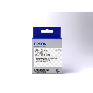 【EPSON】標籤帶 消光霧面系列 透明底白字/24mm(LK-6TWJ)