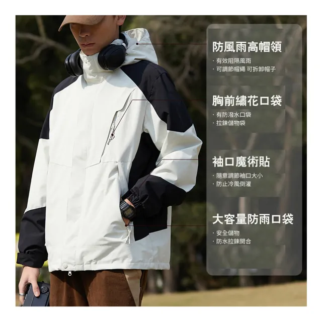 【Confio 康菲歐】情侶戶外衝鋒外套-單件款(防潑水 防風 機能 連帽外套 登山 露營 運動 情侶款 M-5XL)