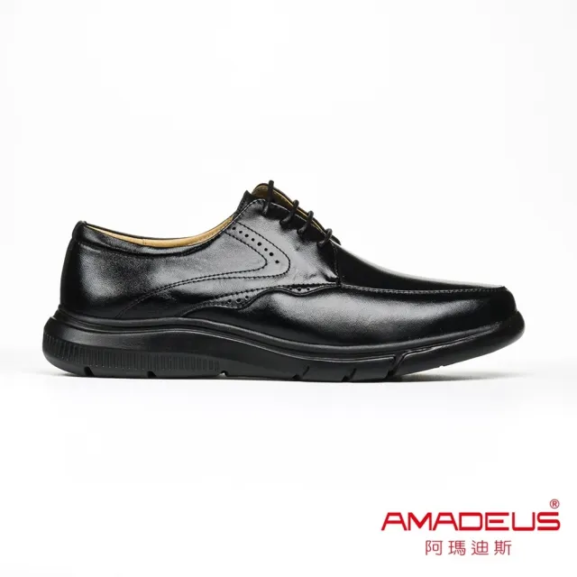 【AMADEUS 阿瑪迪斯】超輕量羊皮休閒男皮鞋21001-黑色(男皮鞋/綁帶款)