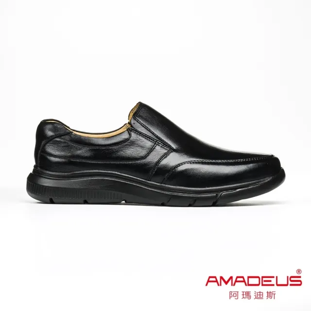 【AMADEUS 阿瑪迪斯】超輕量羊皮休閒男皮鞋21003-黑色(男皮鞋/直套款)