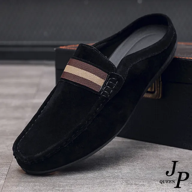 【JP Queen New York】英倫條紋男款懶人休閒穆勒鞋(3色可選)