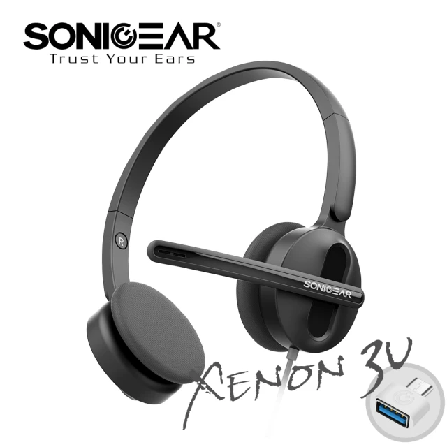 【SonicGear】Xenon 3U 粉彩輕巧雙模式有線耳機麥克風_黑BK(極致輕便有線耳機麥克風)