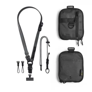 【bitplay】Essential Pouch 機能小包 V2-炭黑色+多工機能背帶『含掛繩通用墊片』-暗夜黑(鑰匙 掛繩 票卡)