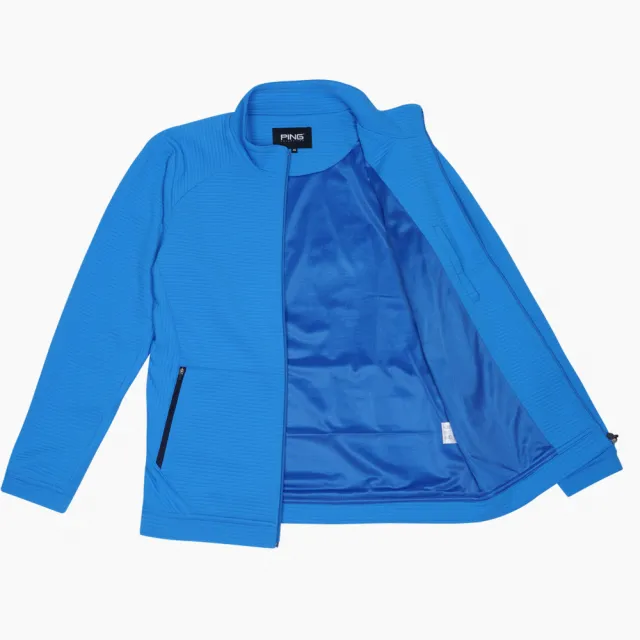 【PING】男款立體橫紋蓄熱保溫針織外套-藍-藍(蓄熱保溫/GOLF/高爾夫/PC21210-56)