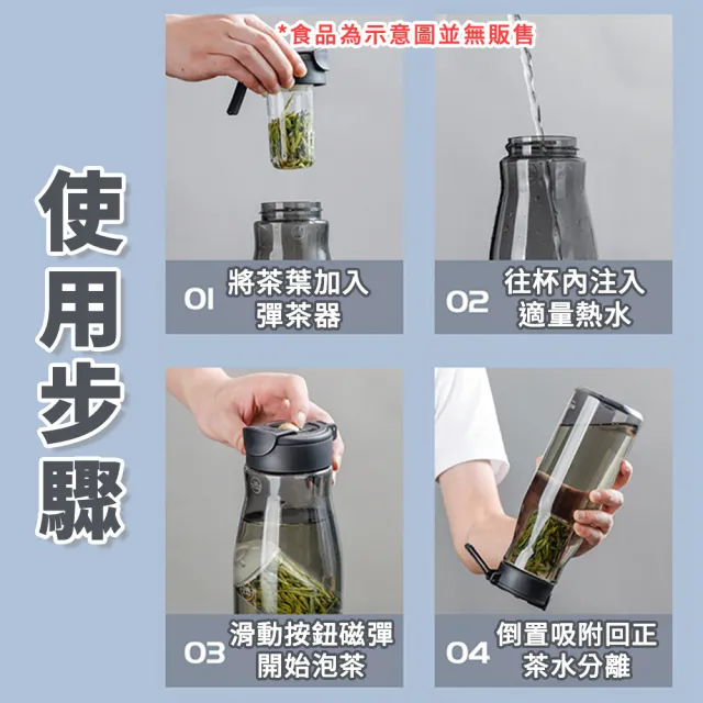 【NOBVAN】運動水壺 健身水壺 茶水分離杯 隨身瓶(1000ml/磁彈/隔離/提繩/耐冷耐熱)