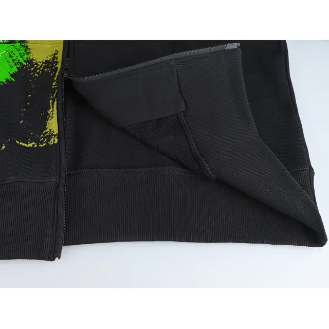 【Y-3 山本耀司】Y-3黑字LOGO棉質刷漆圖案設計抽繩連帽寬鬆長袖外套(黑)