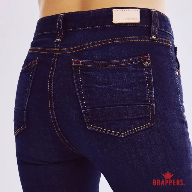 【BRAPPERS】女款 環保再生棉系列-環保棉中腰彈性窄管褲(深藍)