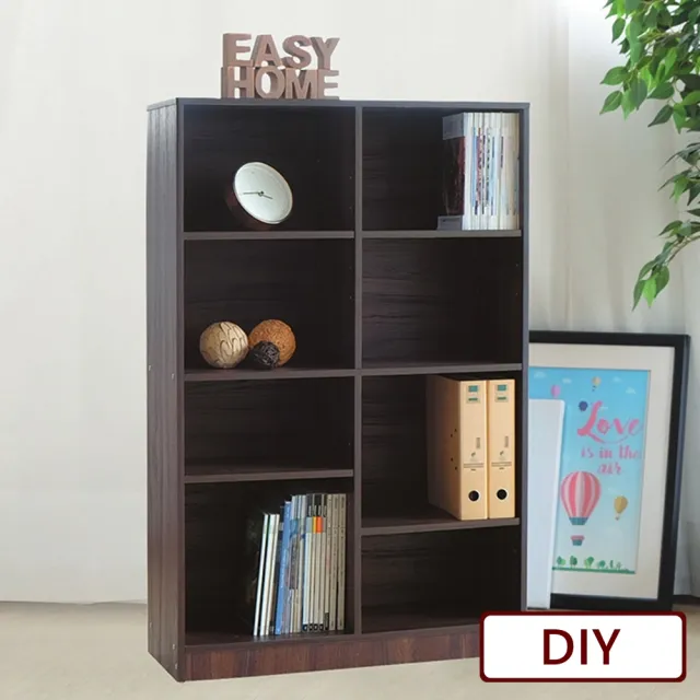 【AS雅司設計】AS-亞爾維斯胡桃色八格開放置物櫃DIY-77.4x29.5x121.8cmAS-