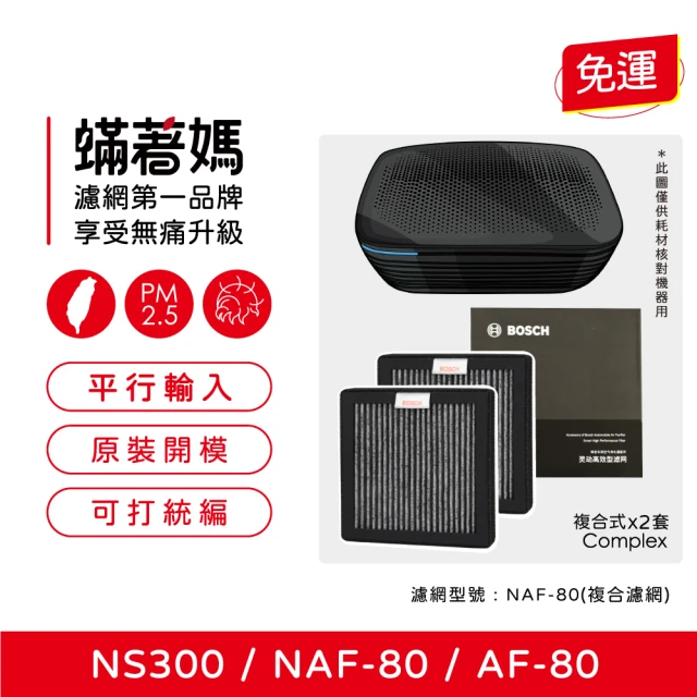 蟎著媽 車用濾網2入優惠組(適用 原廠 濾網 BOSCH NS300 NAF-80 AF-80 博世 移動式車用空氣清淨機)