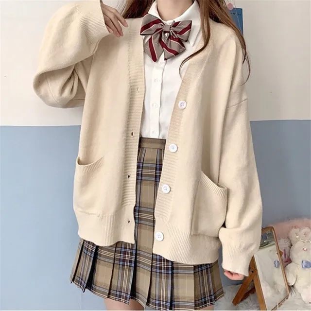 【D.studio】韓版學院風甜美V領針織外套(上衣 女裝 衣服 外套 長袖上衣 毛衣 針織上衣 J287)
