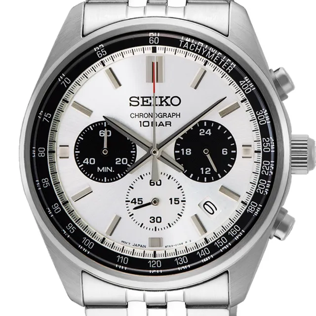 【SEIKO 精工】CS系列熊貓錶三眼計時手錶-41.5mm 送行動電源(SSB425P1/8T63-00W0S)