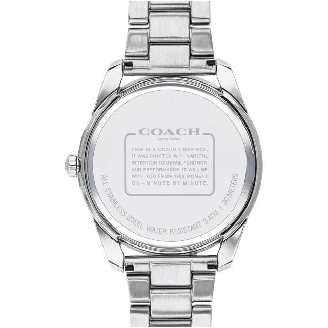 【COACH】Preston 紐約時尚晶鑽日曆女錶-銀/36mm(CO14503265)
