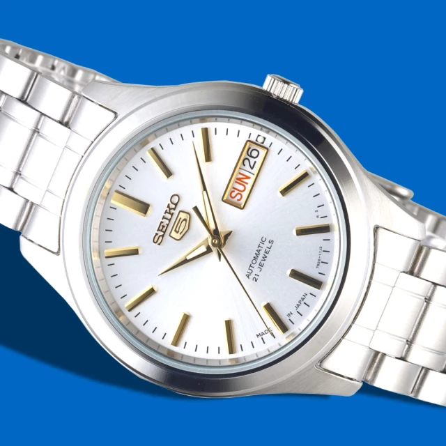 【SEIKO 精工】手錶 絕美大刻度日本製5號自動機械腕錶-銀白面/SNKM43J1(保固二年)
