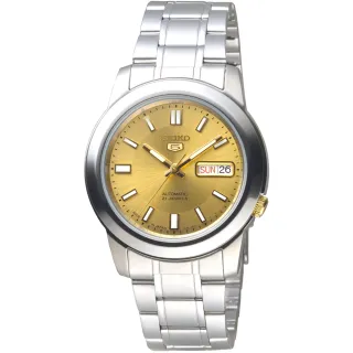【SEIKO 精工】手錶 都市型男日本製5號自動機械腕錶-金面/SNKK13J1(保固二年)