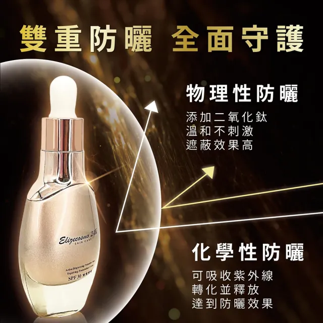 【Elizecosmo】24K 金鑽煥彩防曬美白水粉乳 SPF30+ 30ml(打造煥彩美肌)