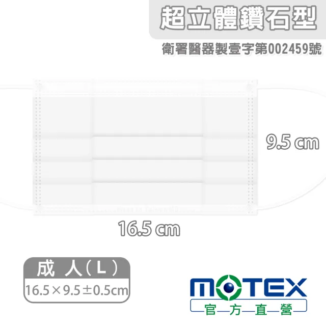 【MOTEX 摩戴舒】鑽石型口罩 大包裝 50片(白色)