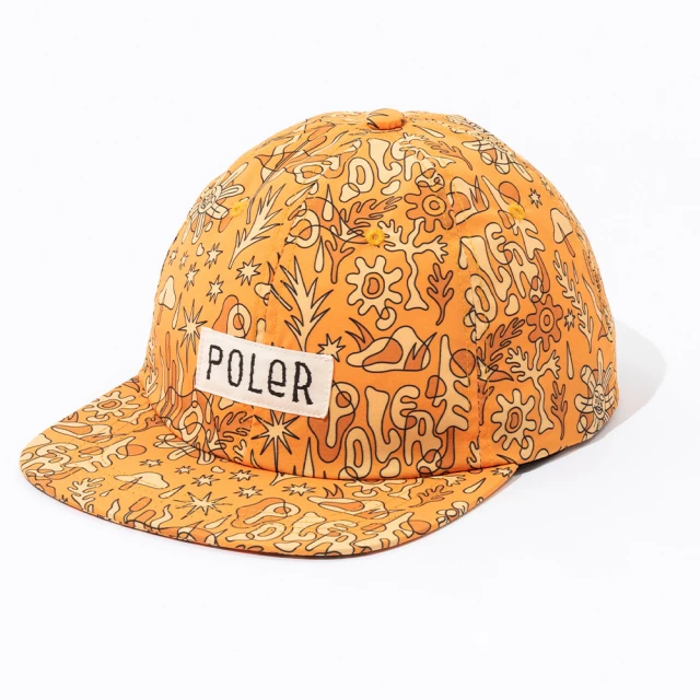 POLER STUFF 日本限定 ALL OVER 6P CAP 原創印花帽 / 六片帽(橘印花)