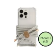 【韓國ARNO】iPhone13系列BASIC湛白大理石MarbleSilver透明手機殼+背帶150cm組合