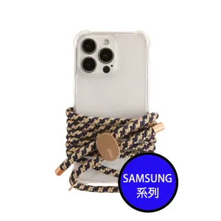 【韓國ARNO】Samsung Galaxy 全型號BASIC透明手機殼+優雅金藍色背帶150cm組合