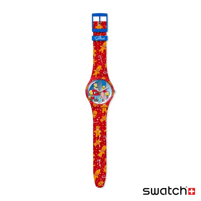 【SWATCH】辛普森家族聯名錶系列手錶 WONDROUS WINTER WONDERLAND 耶誕錶 紅 Simpsons 瑞士錶 錶(41mm)