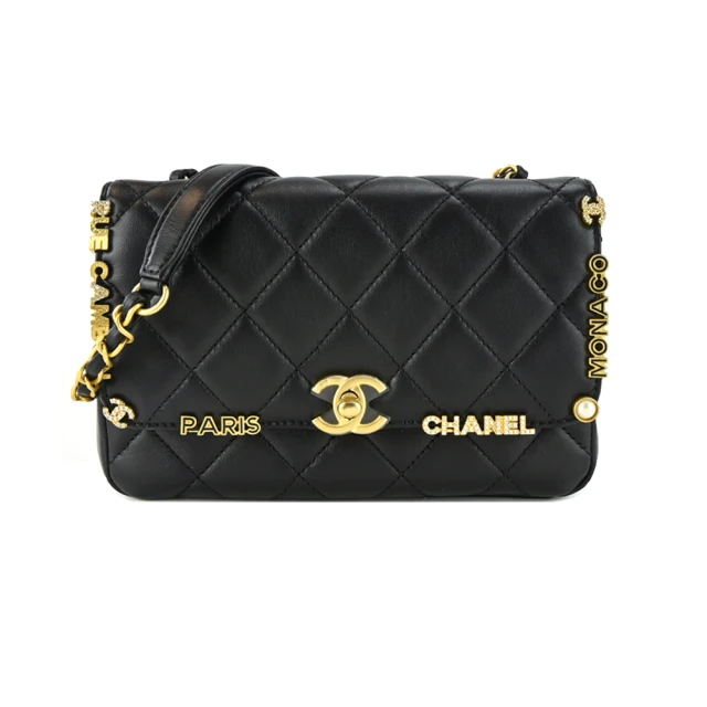 CHANEL 香奈兒 24C 22cm 金色標誌菱格紋小牛皮