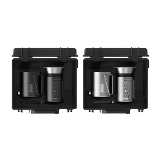 【Camping】戶外咖啡組 墨黑 原色(手沖壺 露營杯 咖啡濾杯 出水架 豆罐 手提箱 露營 逐露天下)