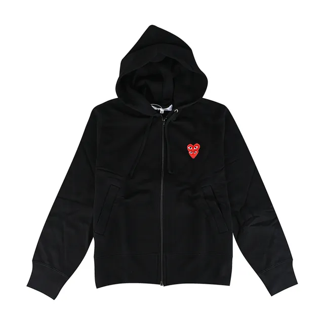 【Comme Des Garcons CDG】Comme Des Garcons Play愛心刺繡LOGO連帽外套(黑x紅/女款)