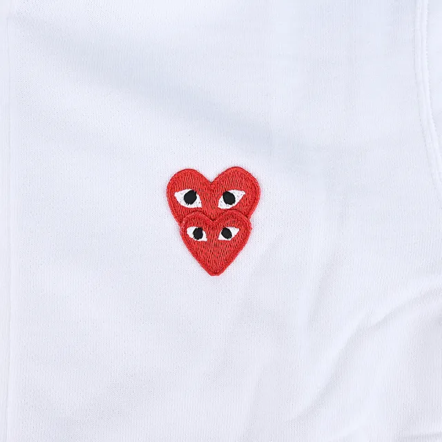 【Comme Des Garcons CDG】Comme Des Garcons Play愛心刺繡LOGO連帽外套(白x紅/女款)
