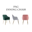 【E-home】Pag佩格絨布滾邊鍍金腳休閒餐椅 4色可選(網美椅 會客椅 美甲 高背)