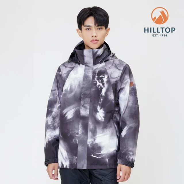 Hilltop 山頂鳥 GORE-TEX 防水透氣 單件式可拆帽大衣外套 可銜接內件 男款 潑墨黑｜PH22XM17ECAZ