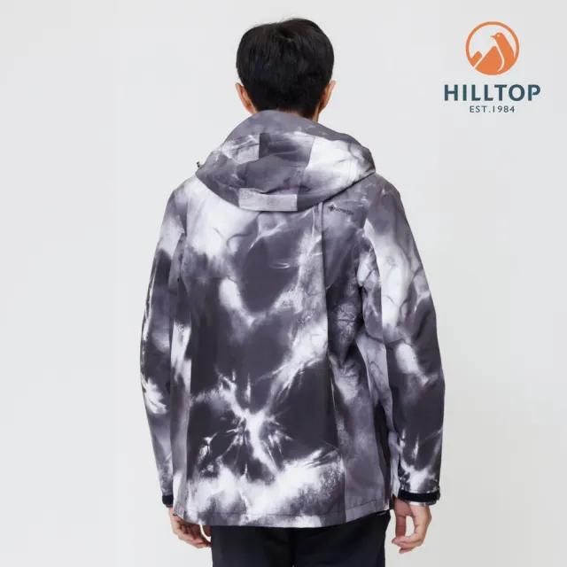 【Hilltop 山頂鳥】GORE-TEX 防水透氣 單件式可拆帽大衣外套 可銜接內件 男款 潑墨黑｜PH22XM17ECAZ