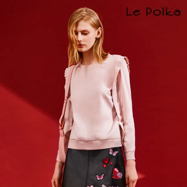 【Le Polka】造型荷葉袖設計款上衣/2色-女