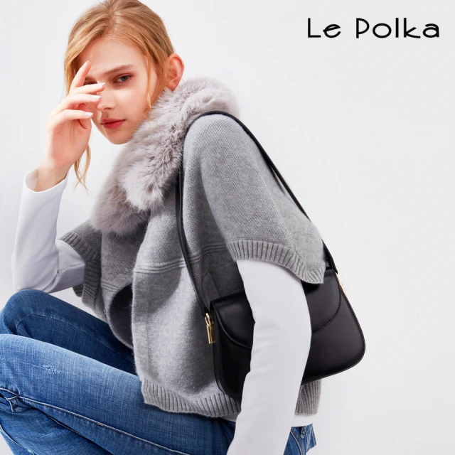 Le PolkaLe Polka 設計款球狀針織外套-女(附毛領)