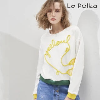 【Le Polka】抽象繩股繡衛衣-女