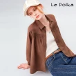 【Le Polka】胸前抽皺寬版襯衫-女