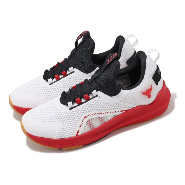 【UNDER ARMOUR】訓練鞋 Project Rock BSR3 UFC 23 男鞋 白 紅 緩衝 巨石強森 UA 多功能(3027822100)