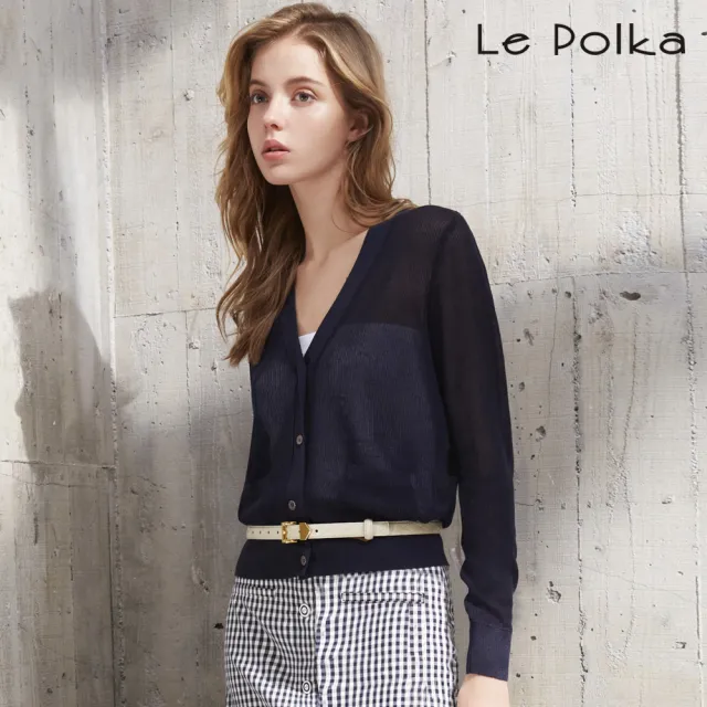 【Le Polka】微透膚Ｖ領針織衫-女(薄長袖)