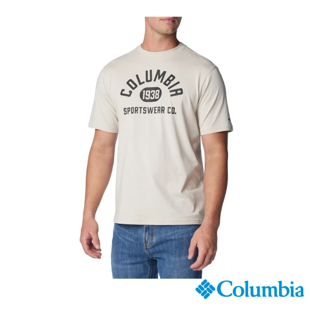 Columbia 哥倫比亞 官方旗艦 男款-CSC Basic Logo™短袖上衣-卡其(UJO15860KI/HF)