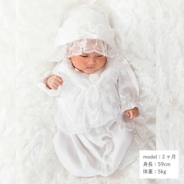 日本OP mini 二件式新生兒派對禮服組/彌月禮(新生兒 日本製 連身衣 嬰兒帽 蕾絲)
