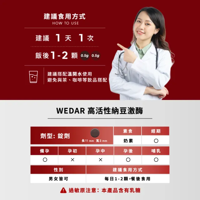 【Wedar 薇達】高活性納豆激酶 6盒清暢組(30顆/盒)