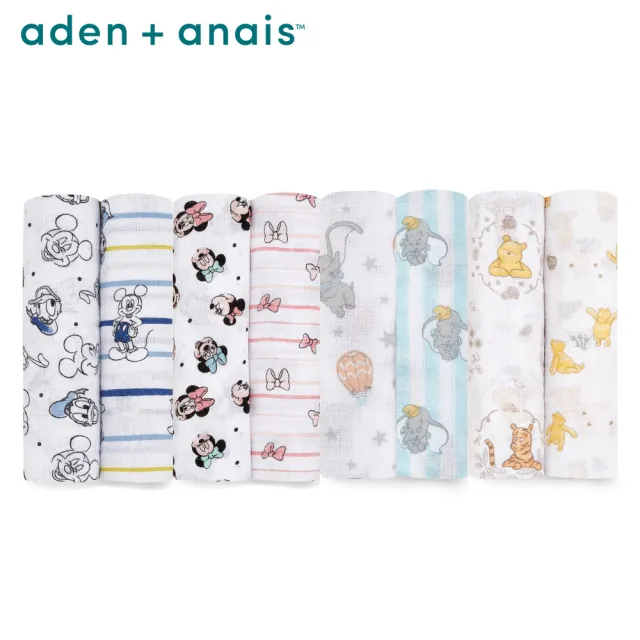 【aden+anais 官方直營】迪士尼經典多功能包巾2入/4款(彩虹米妮/星空米奇/熱氣球小飛象/維尼朋友)
