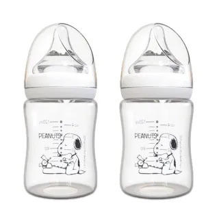【SNOOPY 史努比】小米格初生嬰兒寬口玻璃奶瓶 2入組 120ml(奶瓶)