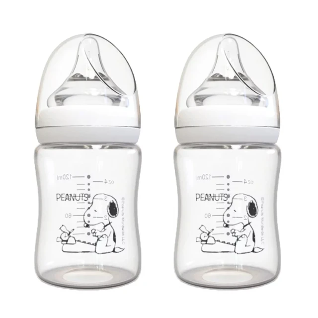 SNOOPY 史努比SNOOPY 史努比 小米格初生嬰兒寬口玻璃奶瓶 2入組 120ml(奶瓶)