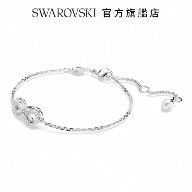 【SWAROVSKI 官方直營】Hyperbola 手鏈 Infinity 白色 鍍白金色(新改款)