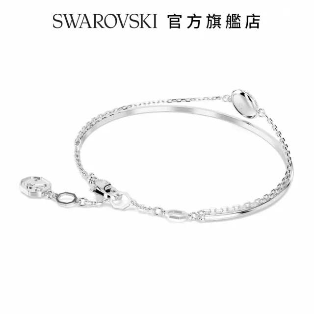 【SWAROVSKI 官方直營】Meteora 手鐲 白色 鍍白金色