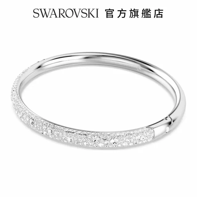 【SWAROVSKI 官方直營】Meteora 手鐲 雪花密鑲 白色 鍍白金色