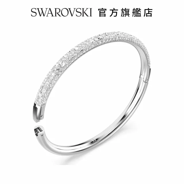 【SWAROVSKI 官方直營】Meteora 手鐲 雪花密鑲 白色 鍍白金色