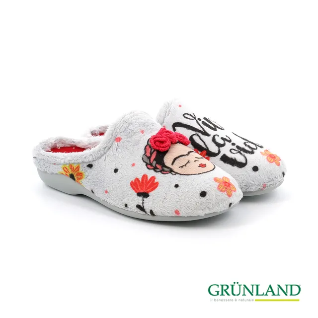 【GRUNLAND】義大利超可愛藝術名人系列保暖拖鞋 奧黛麗赫本 粉(義大利進口健康舒適鞋)