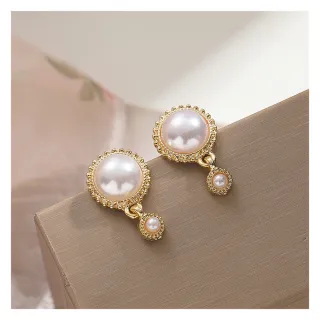 【MISS KOREA】韓國設計S925銀針氣質浪漫珍珠典雅造型耳環(S925銀針耳環 珍珠耳環)
