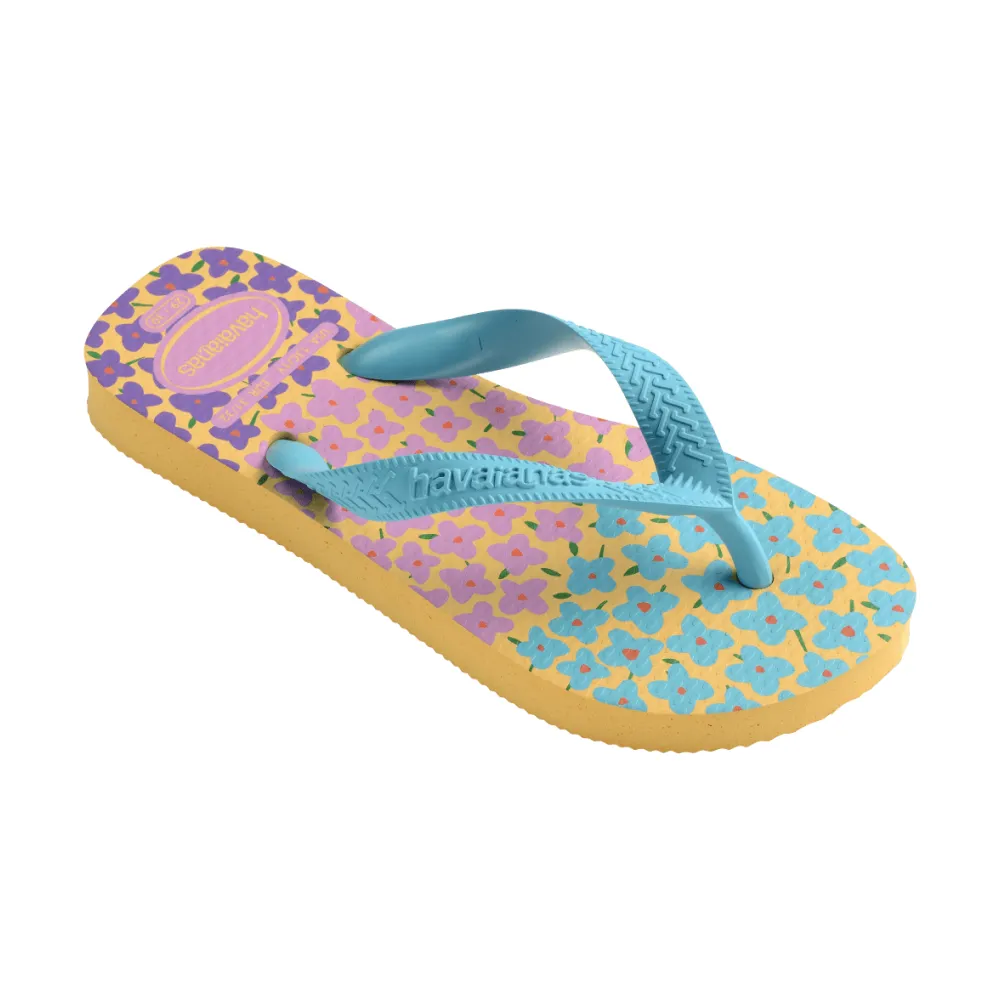 【havaianas 哈瓦仕】拖鞋 童鞋 兒童 夾腳拖 花朵 漸層 Kids Flores 藍 4000052-6161K(哈瓦士)